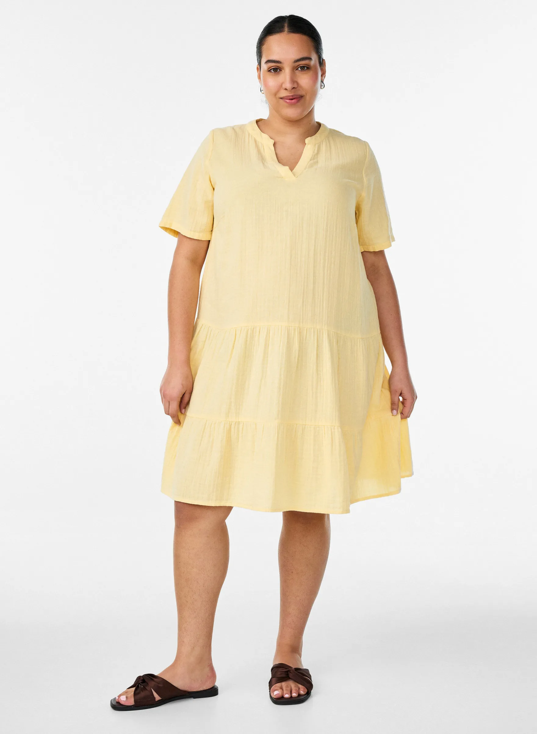 Kurzes A-Linien-Kleid aus Baumwollmusselin