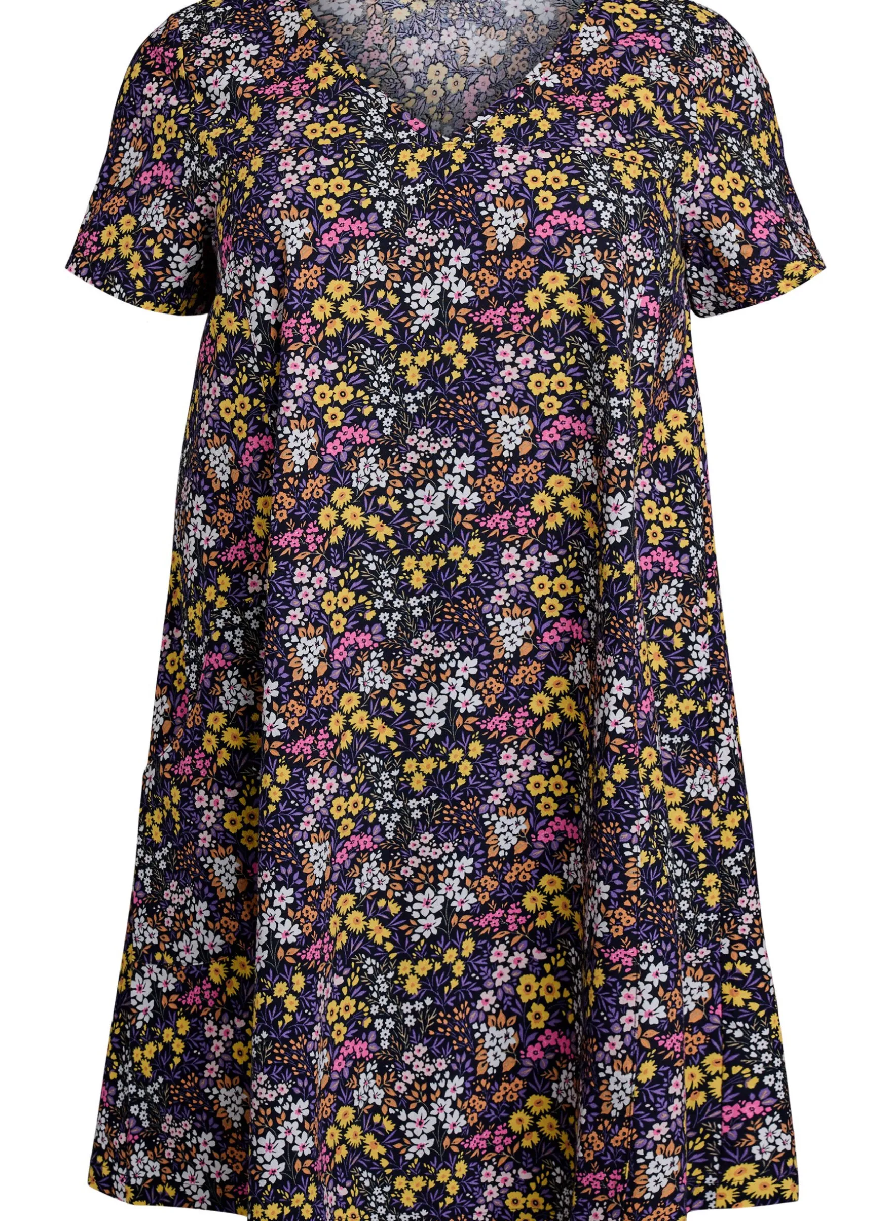 Kurzes A-Linien-Kleid mit floralem Print