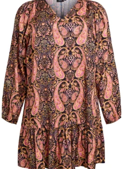 Kurzes A-Linien-Kleid mit Paisleymuster
