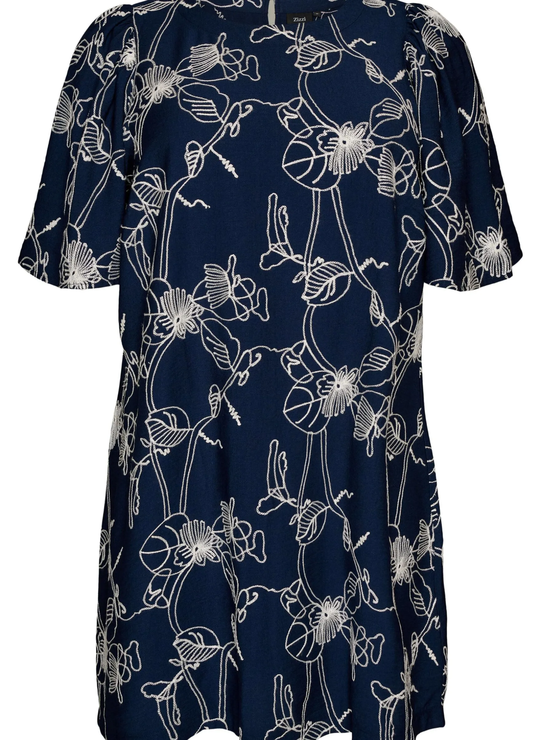 Kurzes A-Linienkleid mit Stickmuster