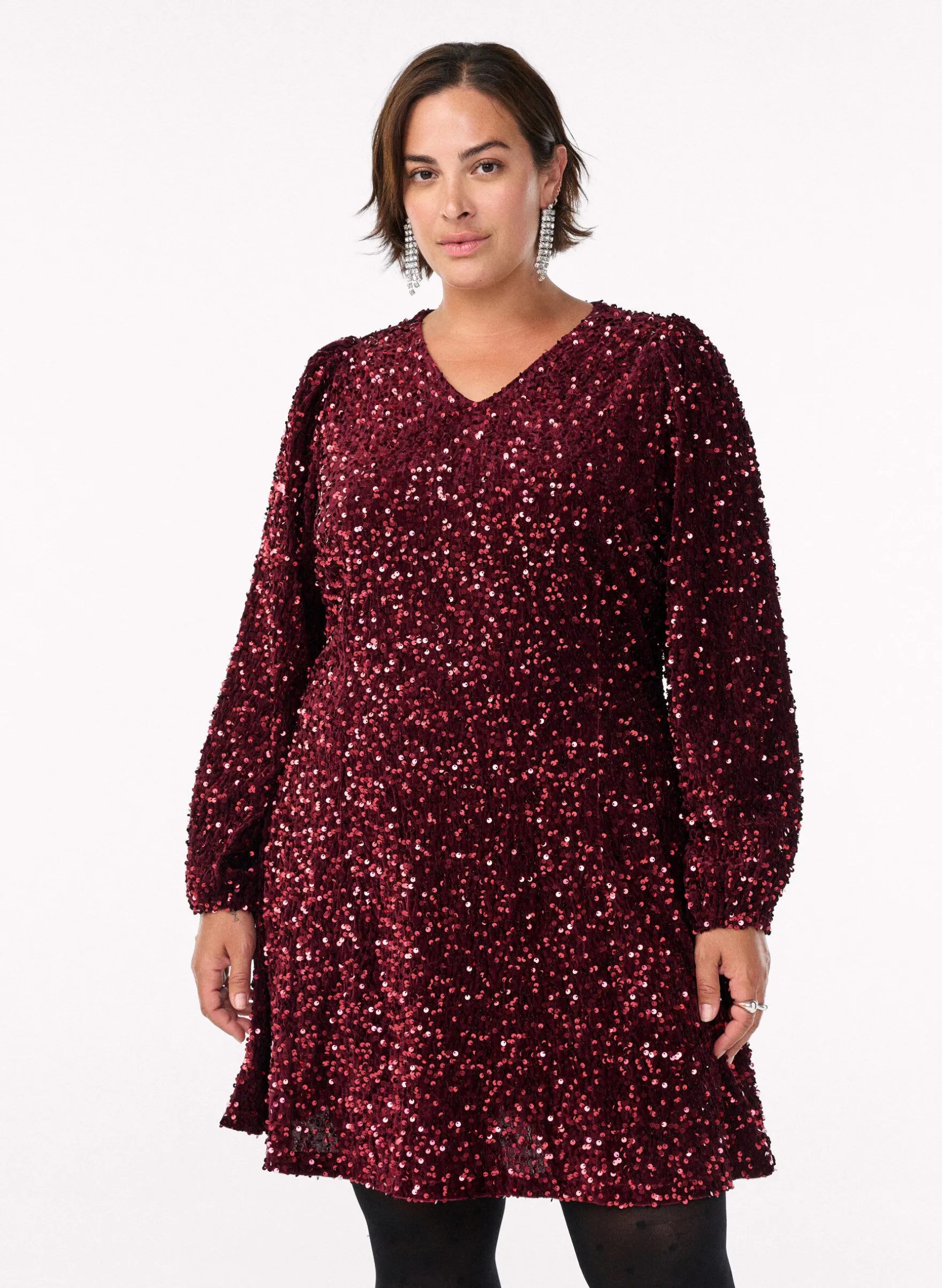 Kurzes A-Linien-Pailletten-Kleid