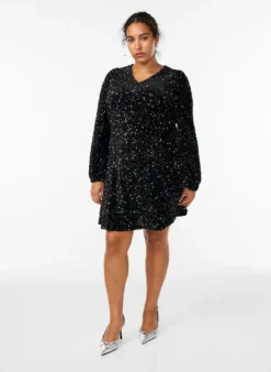Kurzes A-Linien-Pailletten-Kleid