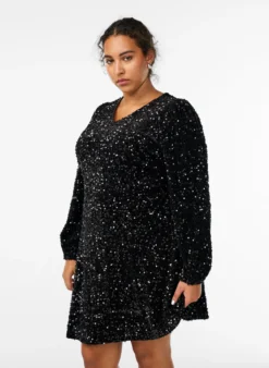 Kurzes A-Linien-Pailletten-Kleid