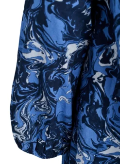 Kurzes Baumwollkleid mit Gummisaum und langen Ärmeln