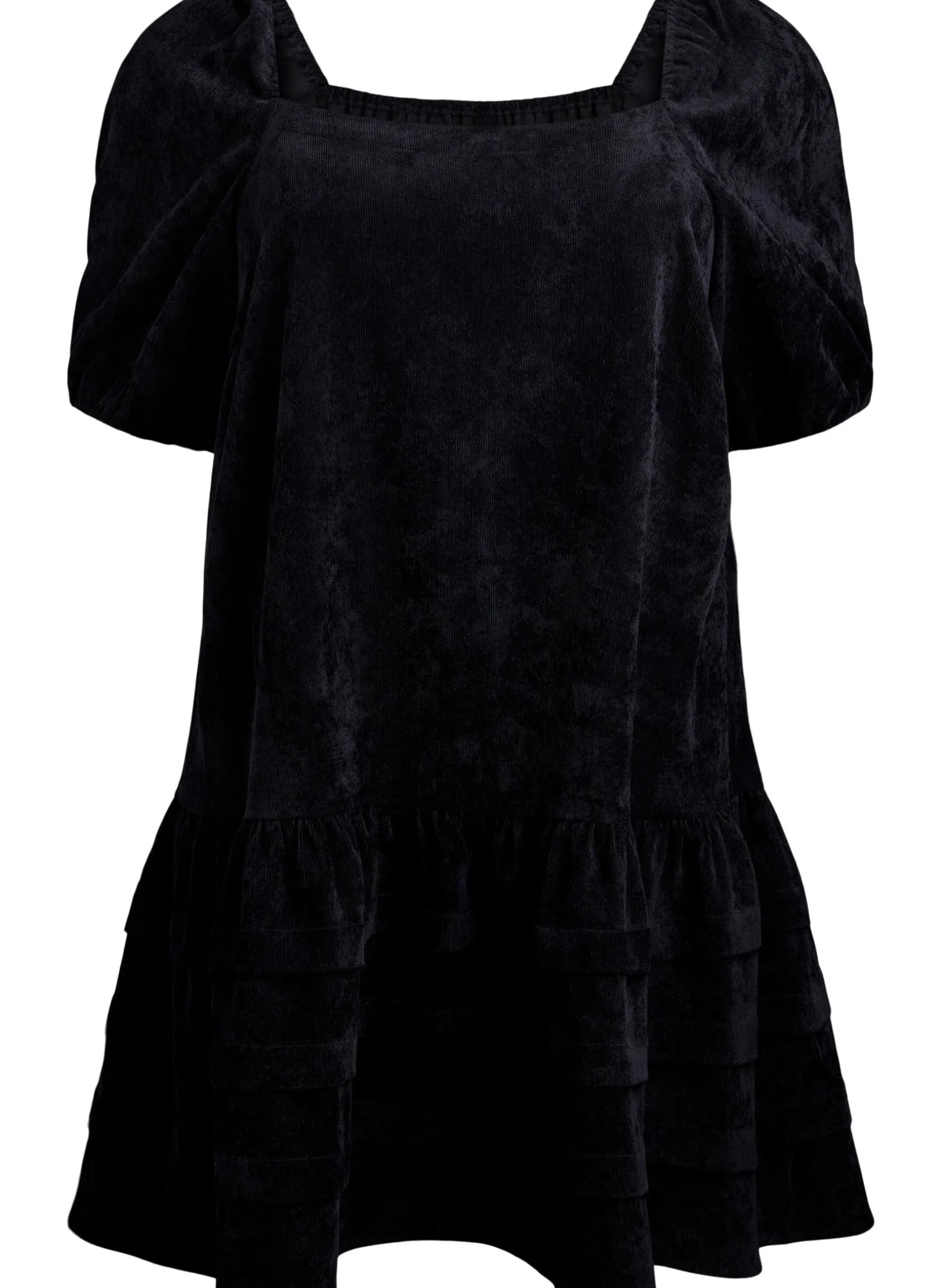 Kurzes Cordkleid mit eckigem Ausschnitt