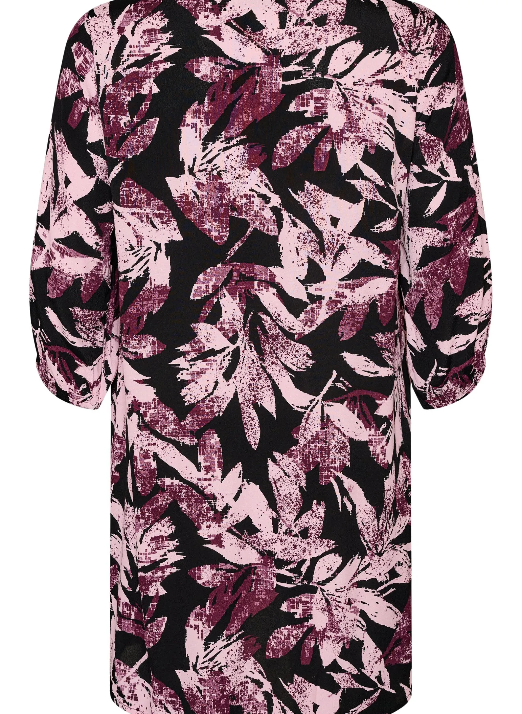 Kurzes geblümtes Kleid aus Viskose mit 3/4-Ärmeln