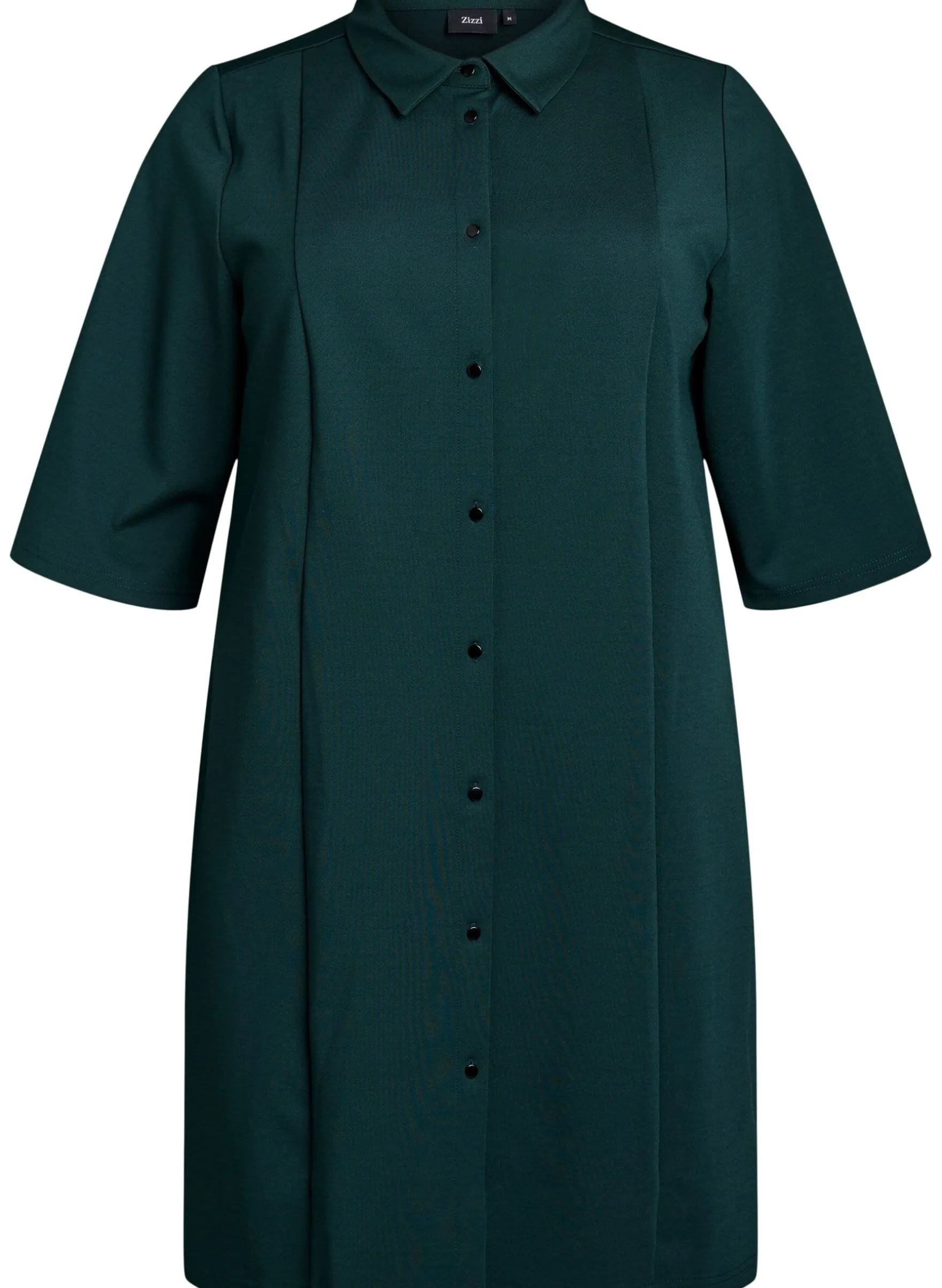 Kurzes Hemdblusenkleid aus Baumwolle mit 3/4-Ärmeln