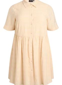 Kurzes Hemdblusenkleid mit Karomuster und 1/2-Ärmeln
