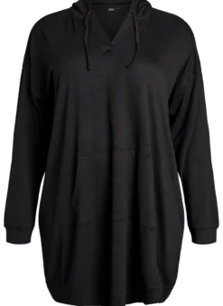 Kurzes Hoodie-Kleid mit Kängurutasche