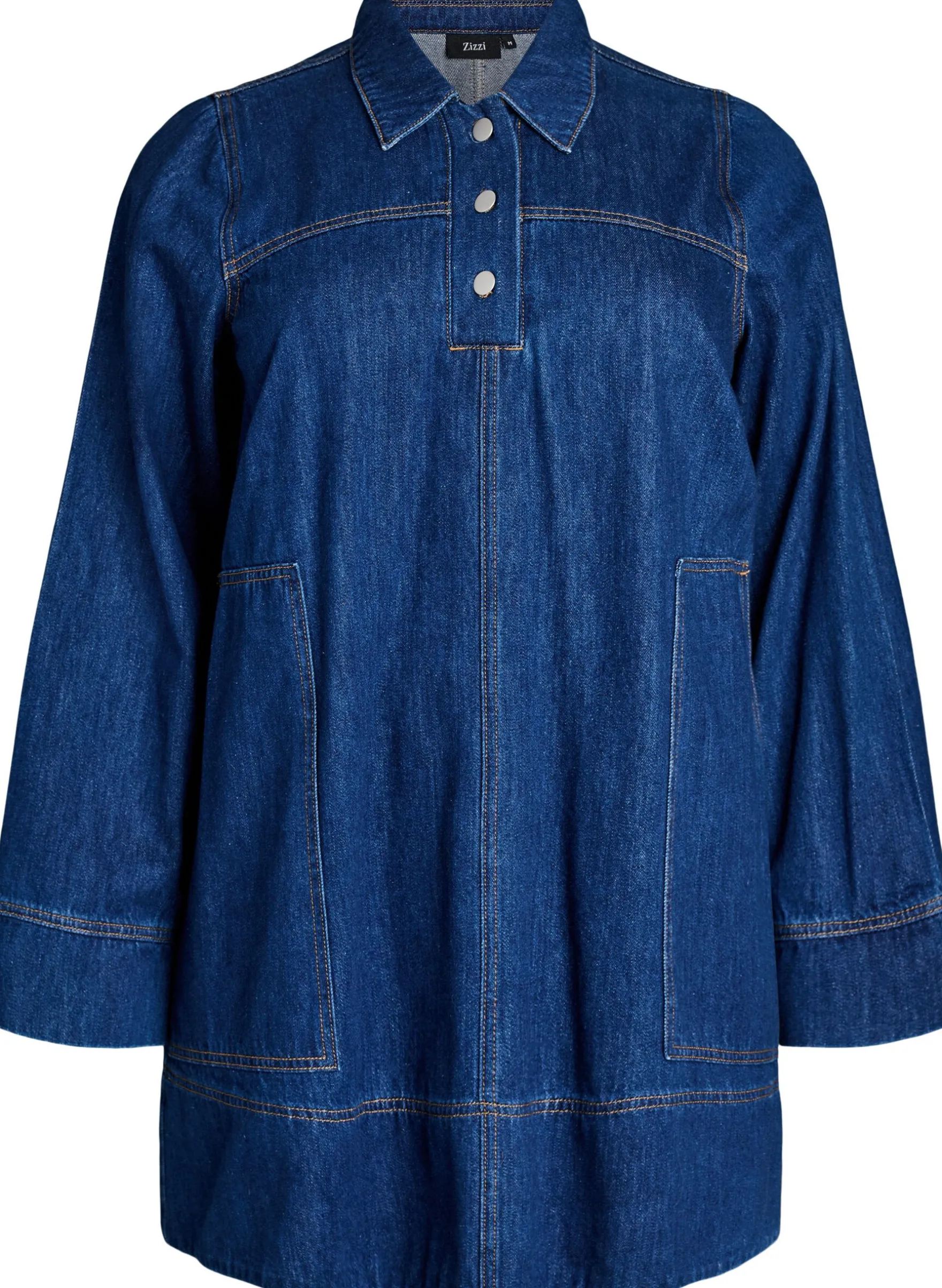 Kurzes Jeanskleid mit Kragen und Knopfleiste