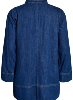 Kurzes Jeanskleid mit Kragen und Knopfleiste