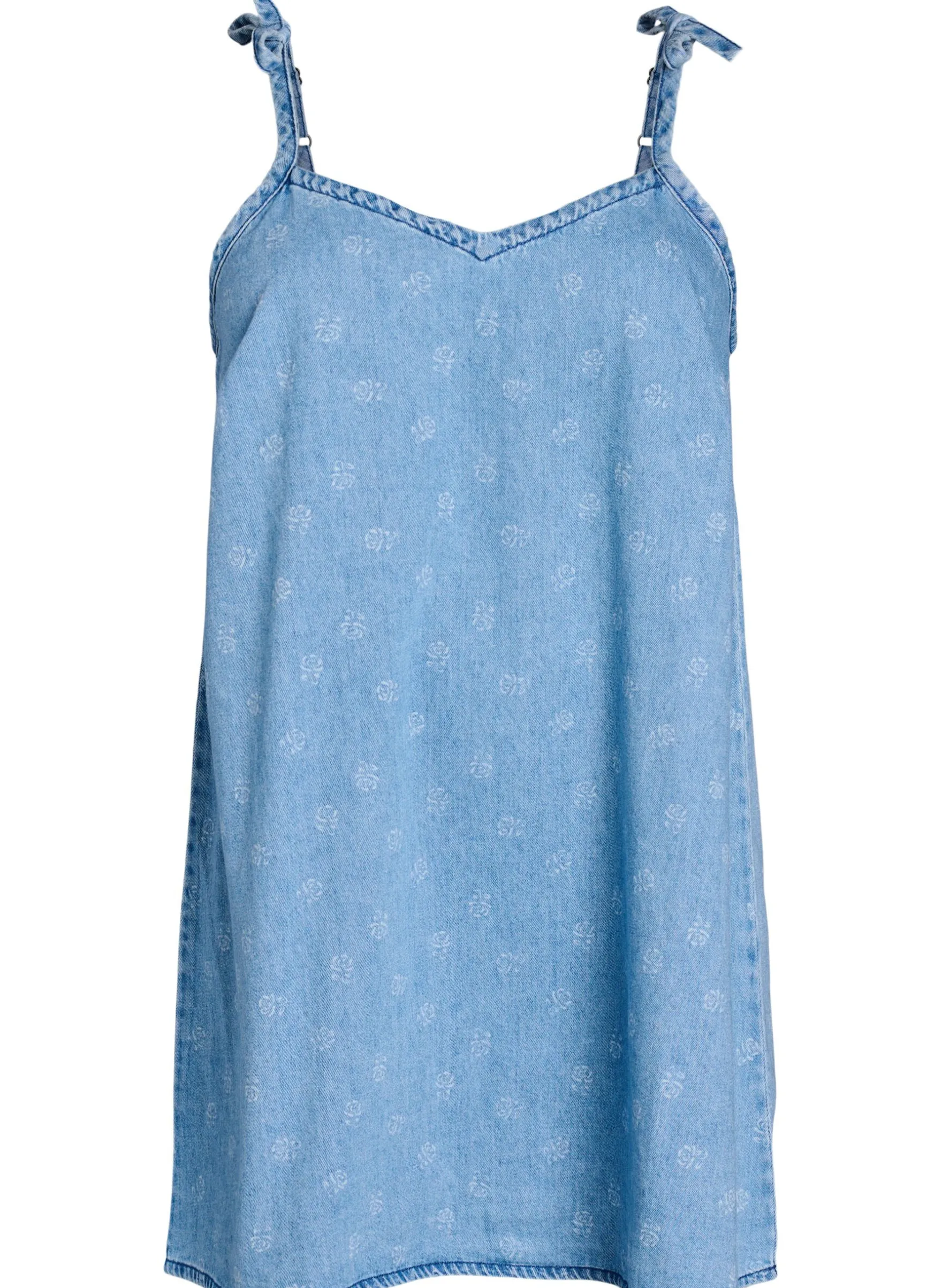 Kurzes Jeanskleid mit verstellbaren Trägern
