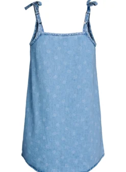 Kurzes Jeanskleid mit verstellbaren Trägern