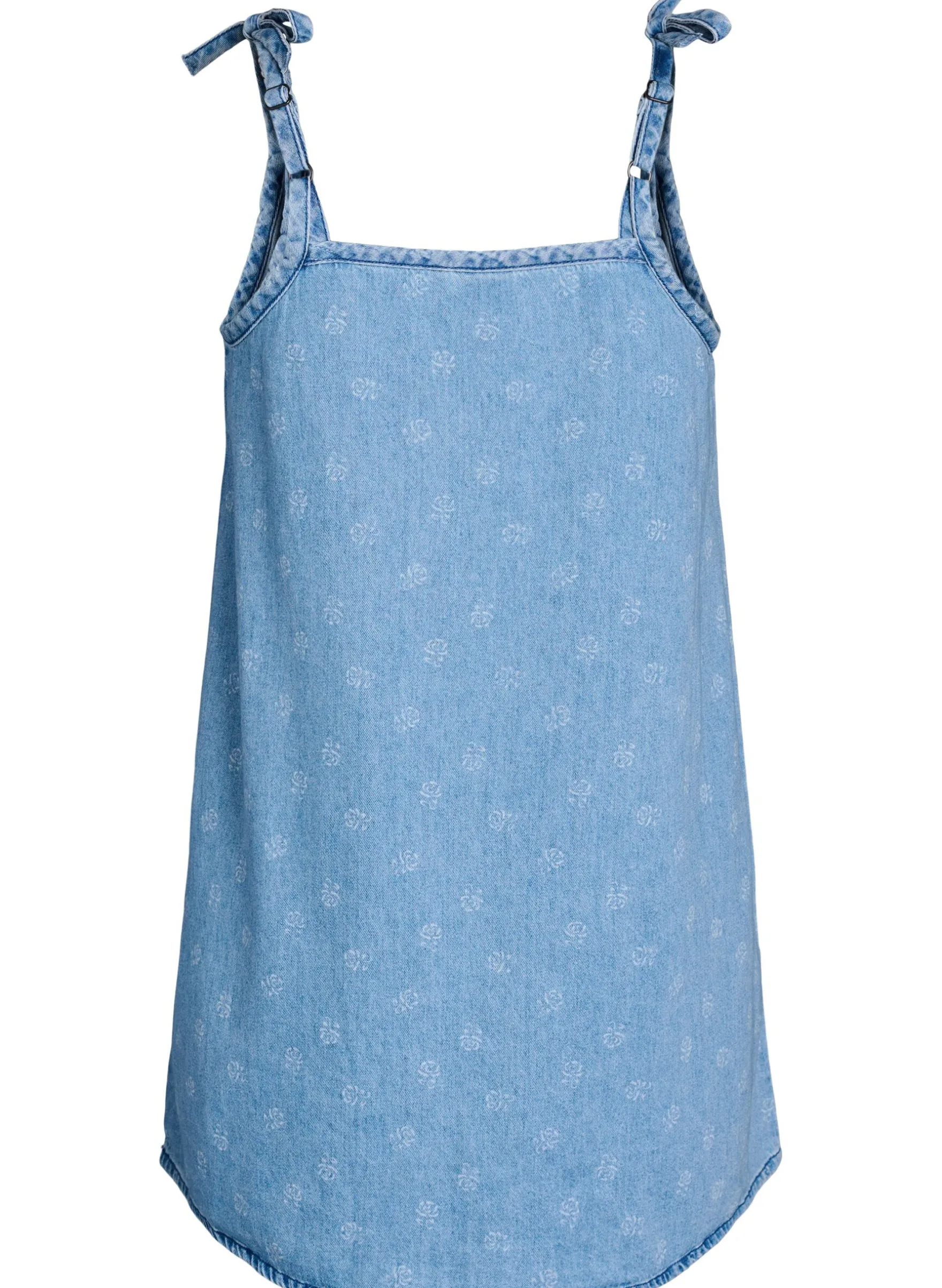 Kurzes Jeanskleid mit verstellbaren Trägern