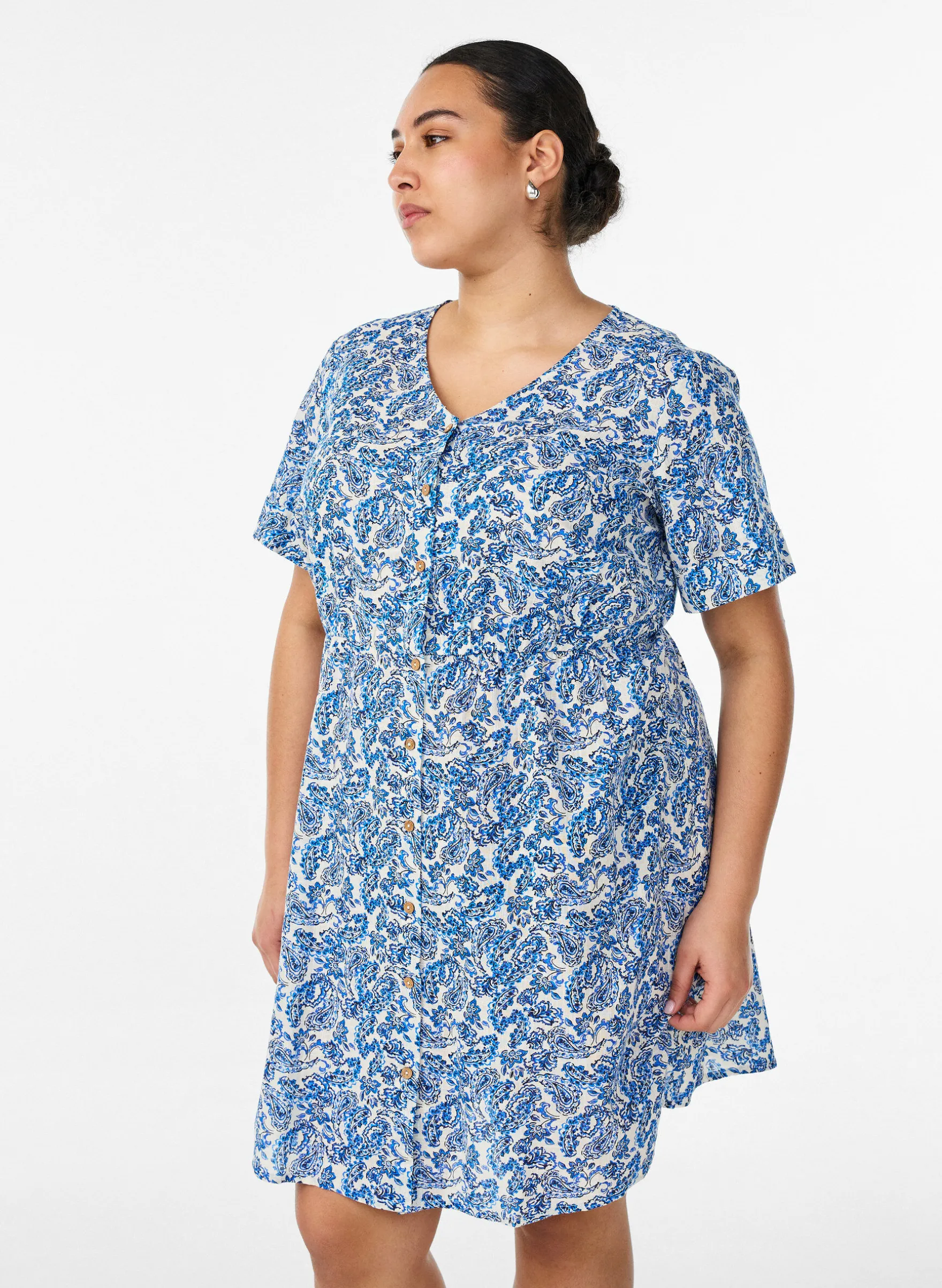 Kurzes Kleid aus Baumwolle mit Blumenprint