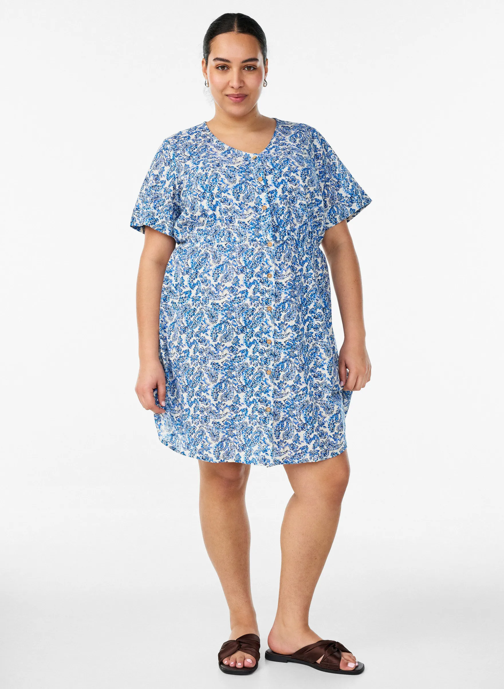 Kurzes Kleid aus Baumwolle mit Blumenprint