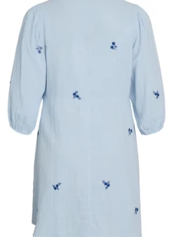 Kurzes Kleid aus Baumwoll-Musselin mit bestickten Details