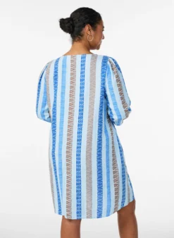 Kurzes Kleid aus Leinen und Viskose mit 3/4-Ärmeln