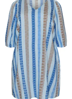 Kurzes Kleid aus Leinen und Viskose mit 3/4-Ärmeln