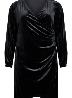 Kurzes Kleid aus Velours mit Wickeloptik