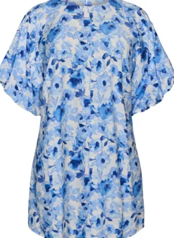 Kurzes Kleid aus Viskose mit Ballonärmeln
