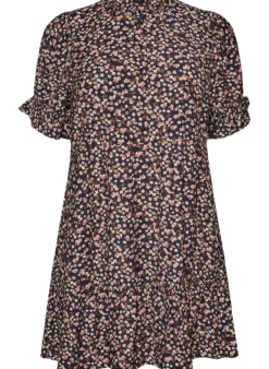 Kurzes Kleid aus Viskose mit Rüschendetails