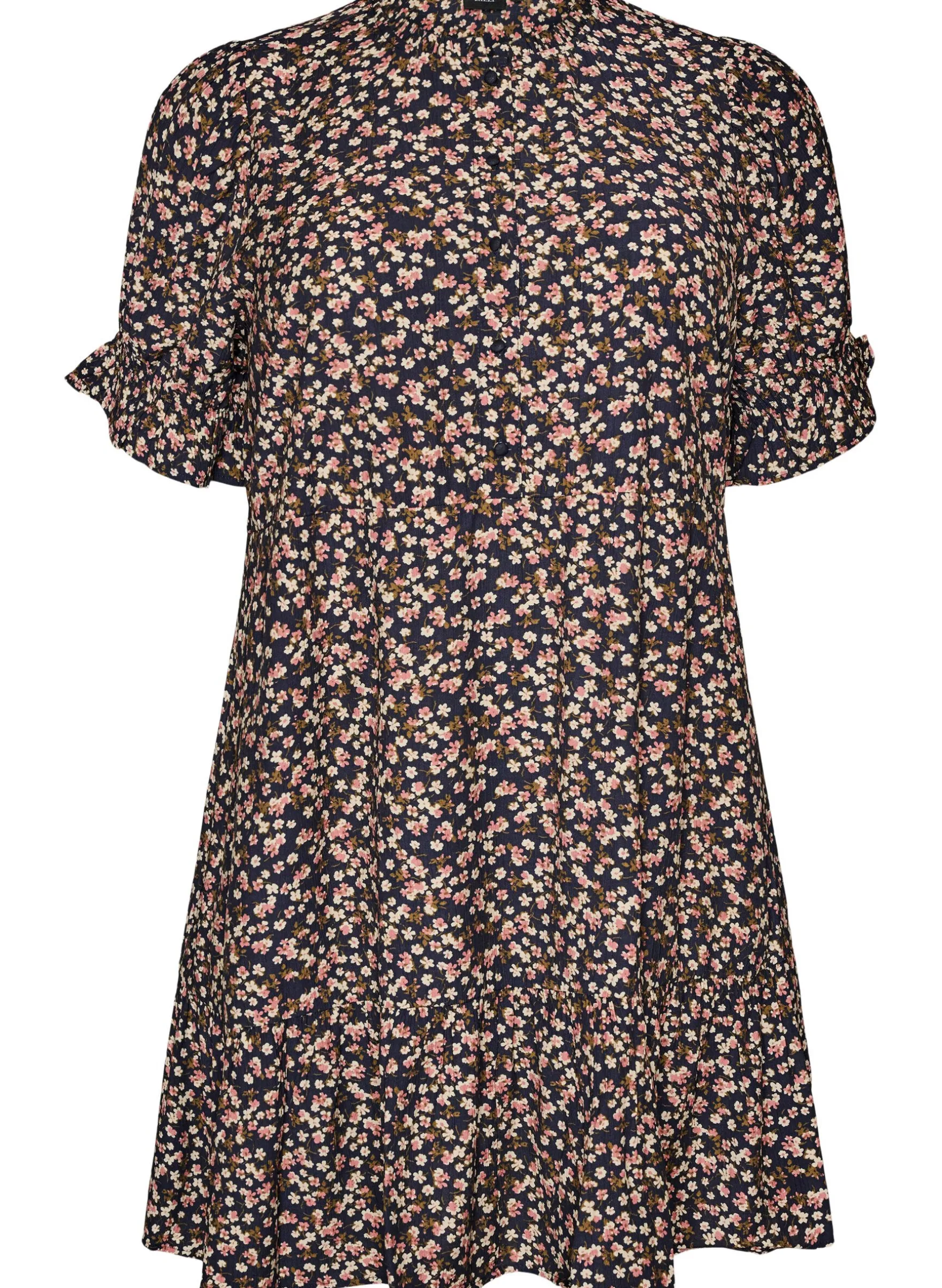 Kurzes Kleid aus Viskose mit Rüschendetails