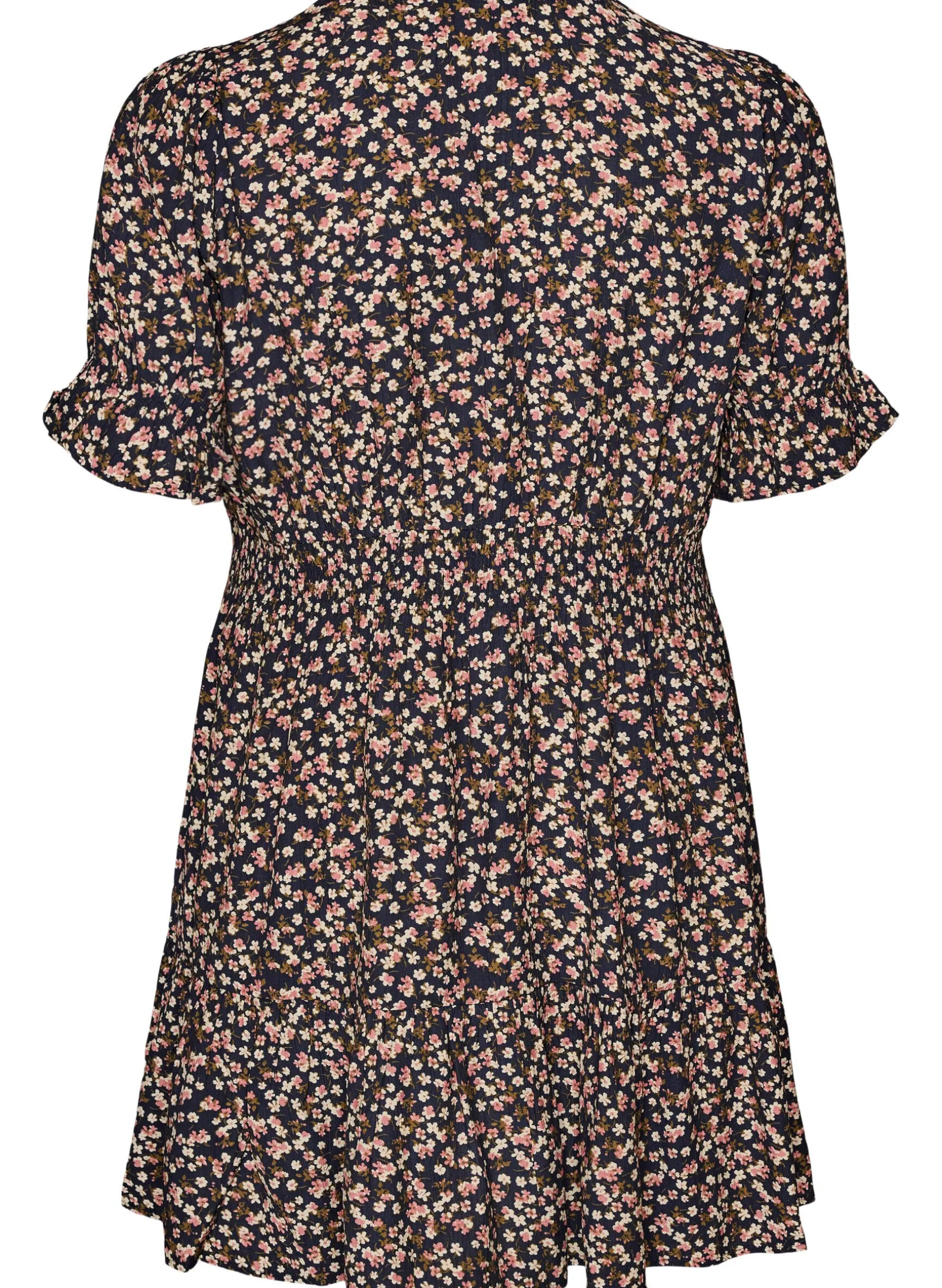 Kurzes Kleid aus Viskose mit Rüschendetails