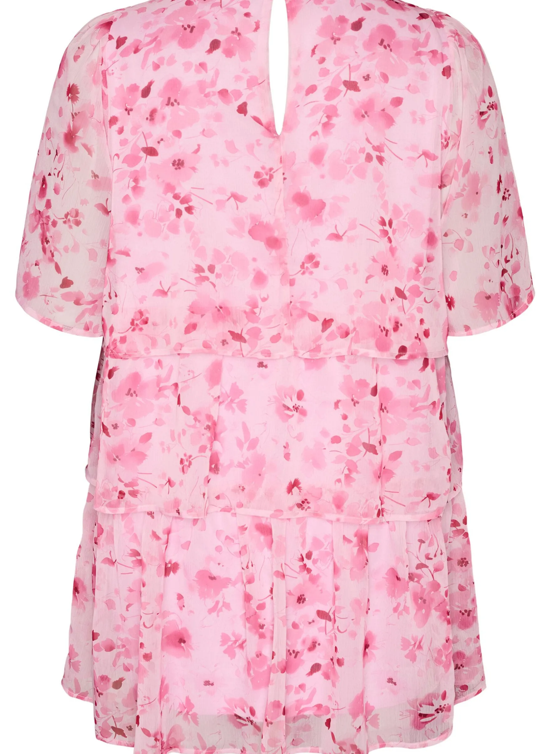Kurzes Kleid in Chiffon-Optik mit Blumenprint und Volantlagen
