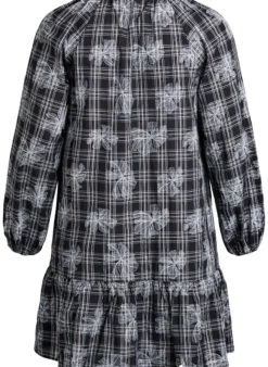 Kurzes Kleid mit Karo- und Blumenmuster