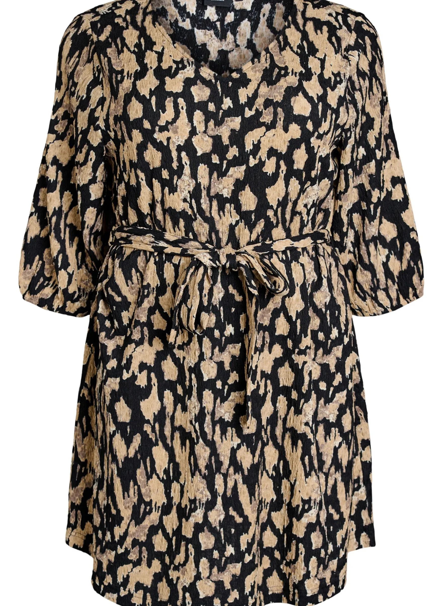 Kurzes Kleid mit 3/4-Ärmeln und Muster
