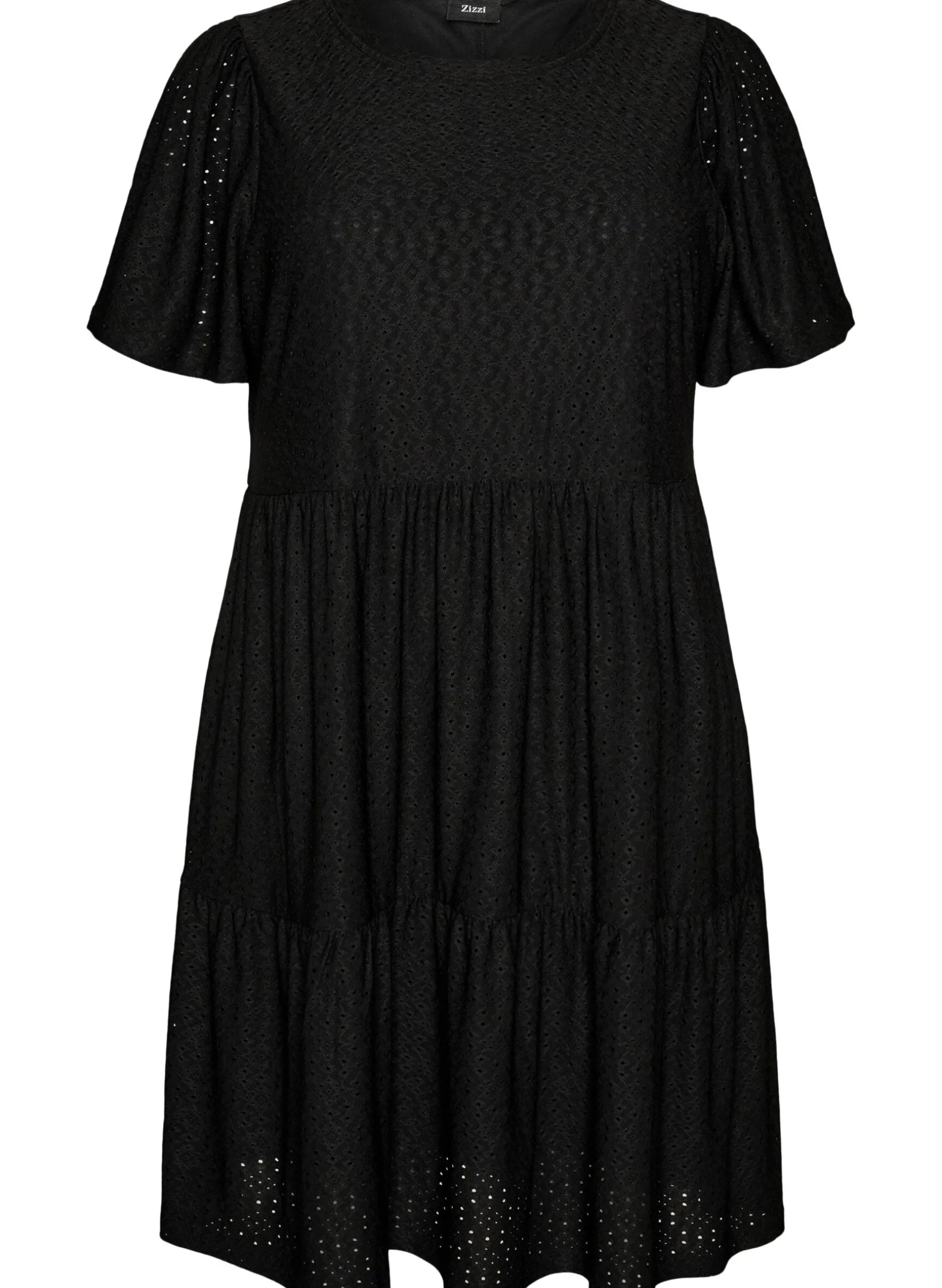 Kurzes Kleid mit Spitzenmuster und Lagenrock