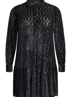 Kurzes Kleid mit Veloursmuster