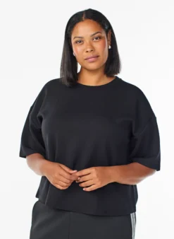 Kurzes Loose-Fit T-Shirt aus Modal-Mix