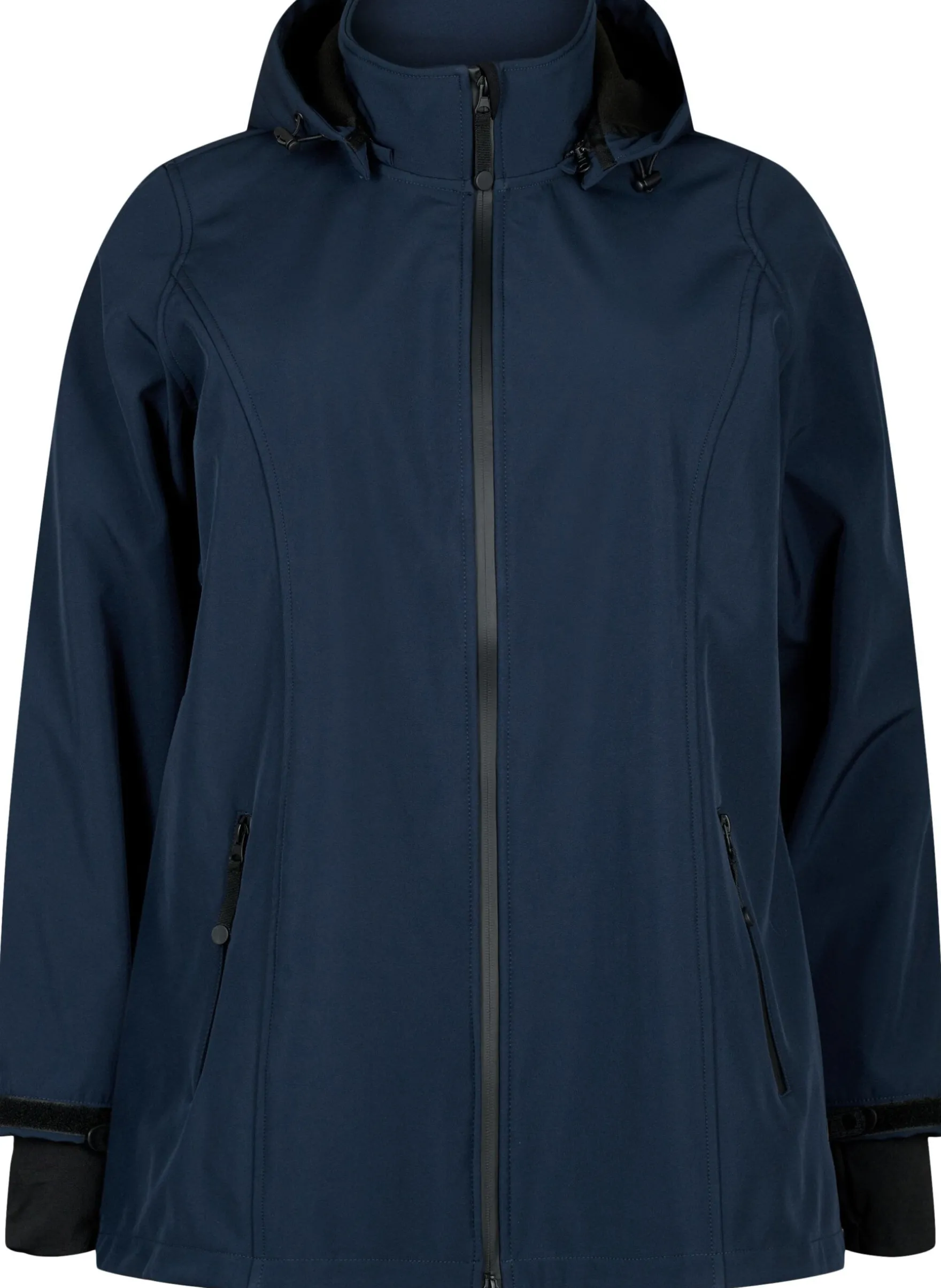 Kurze Softshell-Jacke mit abnehmbarer Kapuze