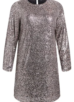 Kurzes Paillettenkleid mit langen Ärmeln