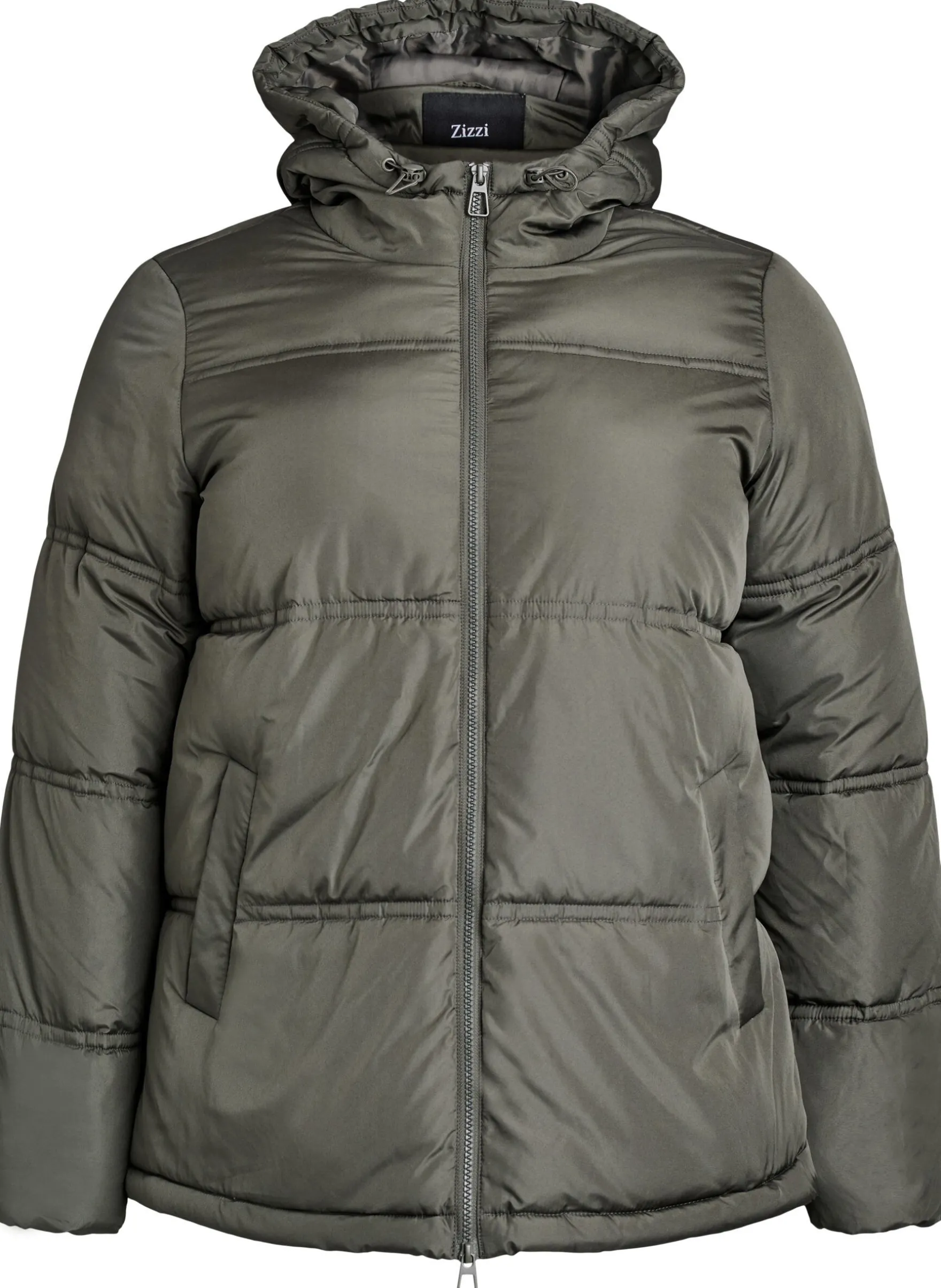 Kurze Steppjacke mit Kapuze und Zwei-Wege-Reißverschluss