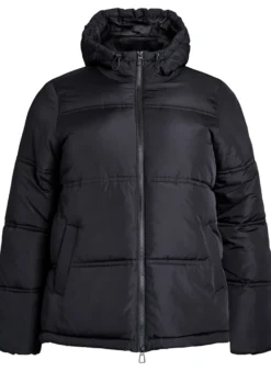 Kurze Steppjacke mit Kapuze und Zwei-Wege-Reißverschluss