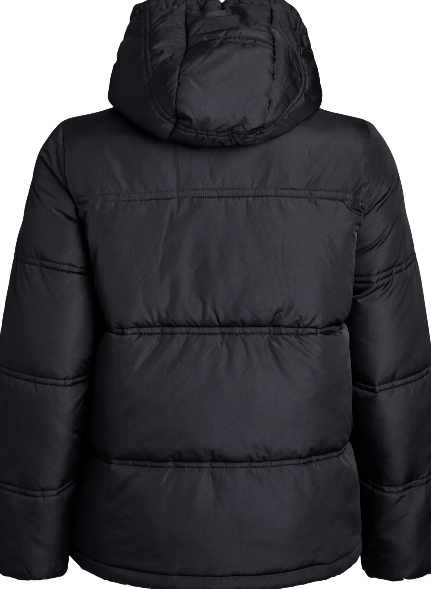 Kurze Steppjacke mit Kapuze und Zwei-Wege-Reißverschluss