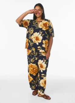 Kurzärmelige Bluse aus Viskose mit Print