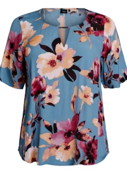Kurzärmelige Bluse aus Viskose mit Print