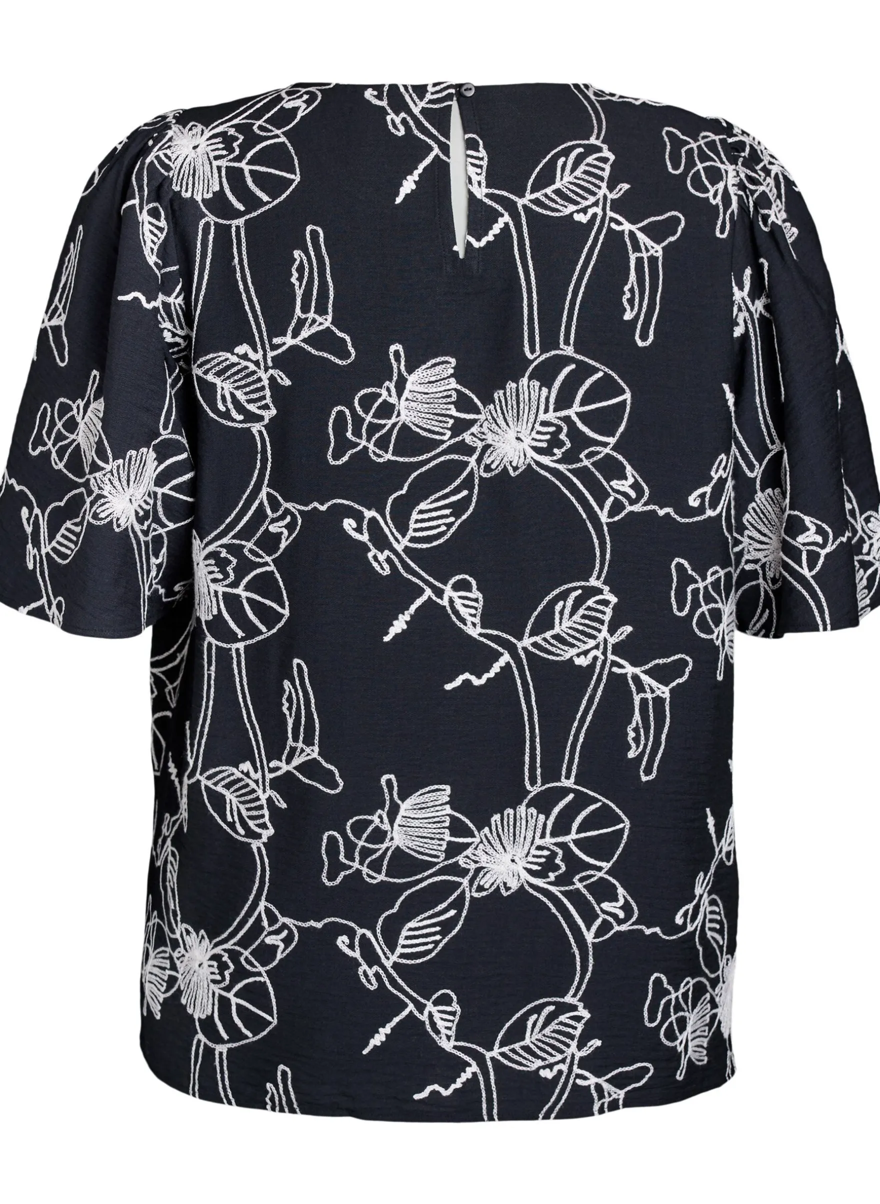 Kurzärmelige Bluse mit Stickmuster