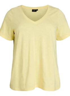 Kurzärmeliges Basic T-Shirt mit V-Ausschnitt