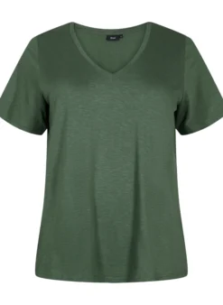 Kurzärmeliges Basic T-Shirt mit V-Ausschnitt