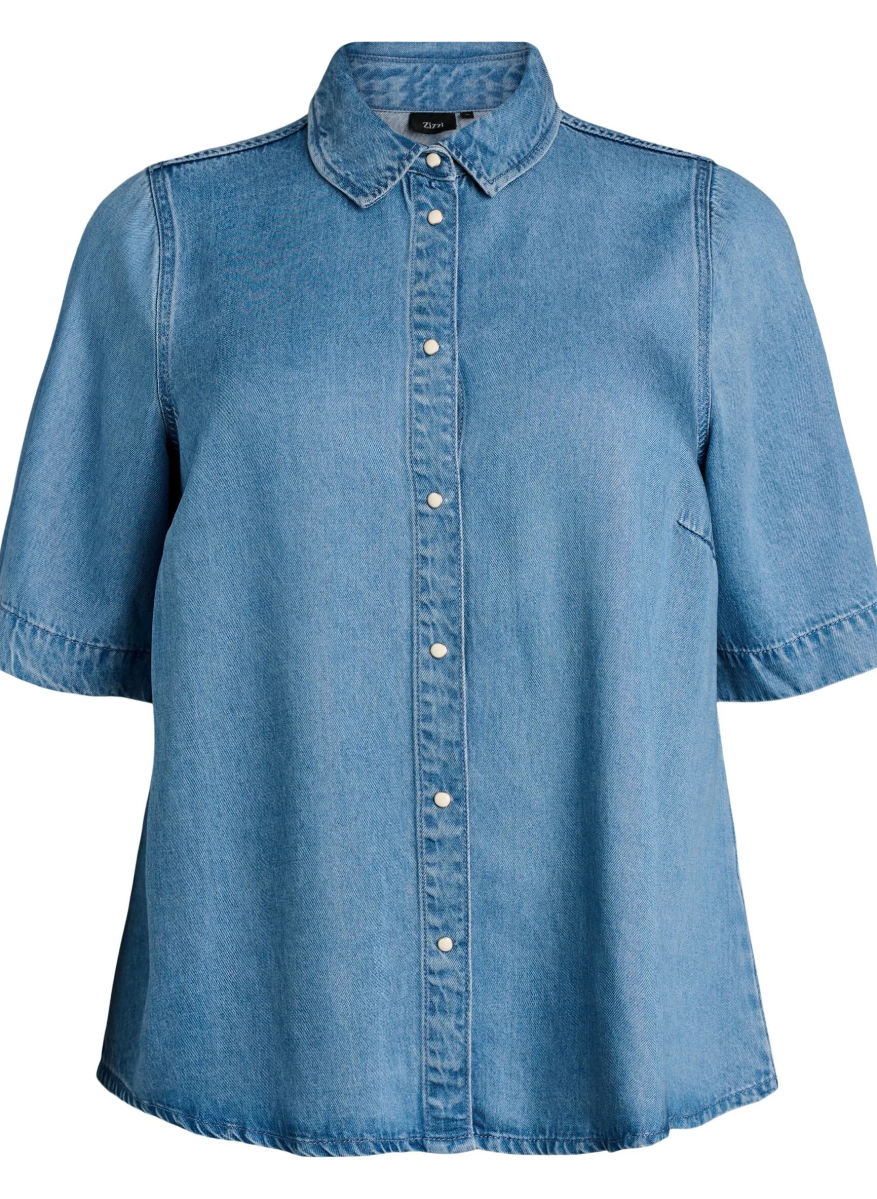 Kurzärmeliges Hemd aus Lyocell in Jeans-Optik