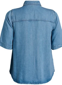Kurzärmeliges Hemd aus Lyocell in Jeans-Optik