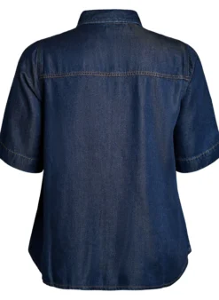 Kurzärmeliges Hemd aus Lyocell in Jeans-Optik