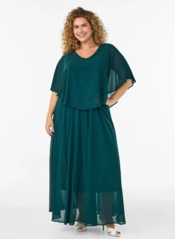 Kurzärmeliges Maxikleid in A-Linie