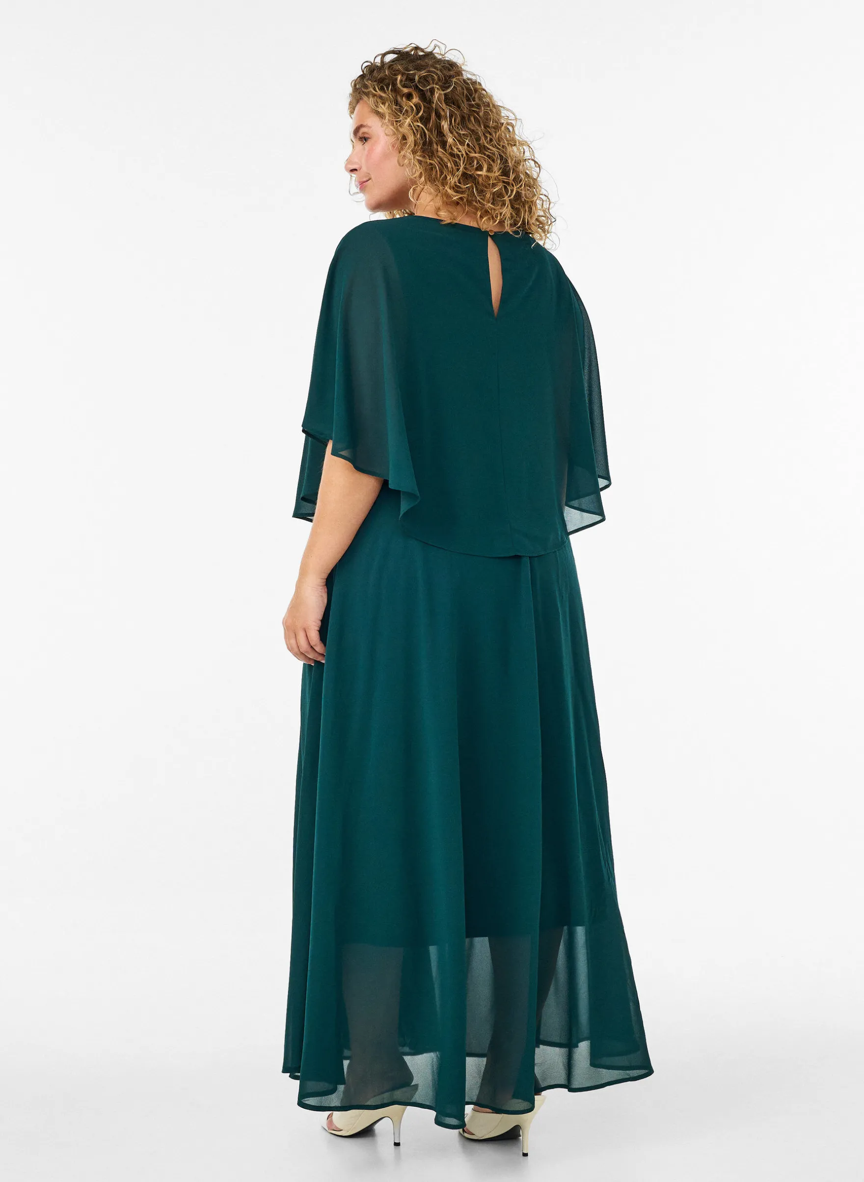 Kurzärmeliges Maxikleid in A-Linie