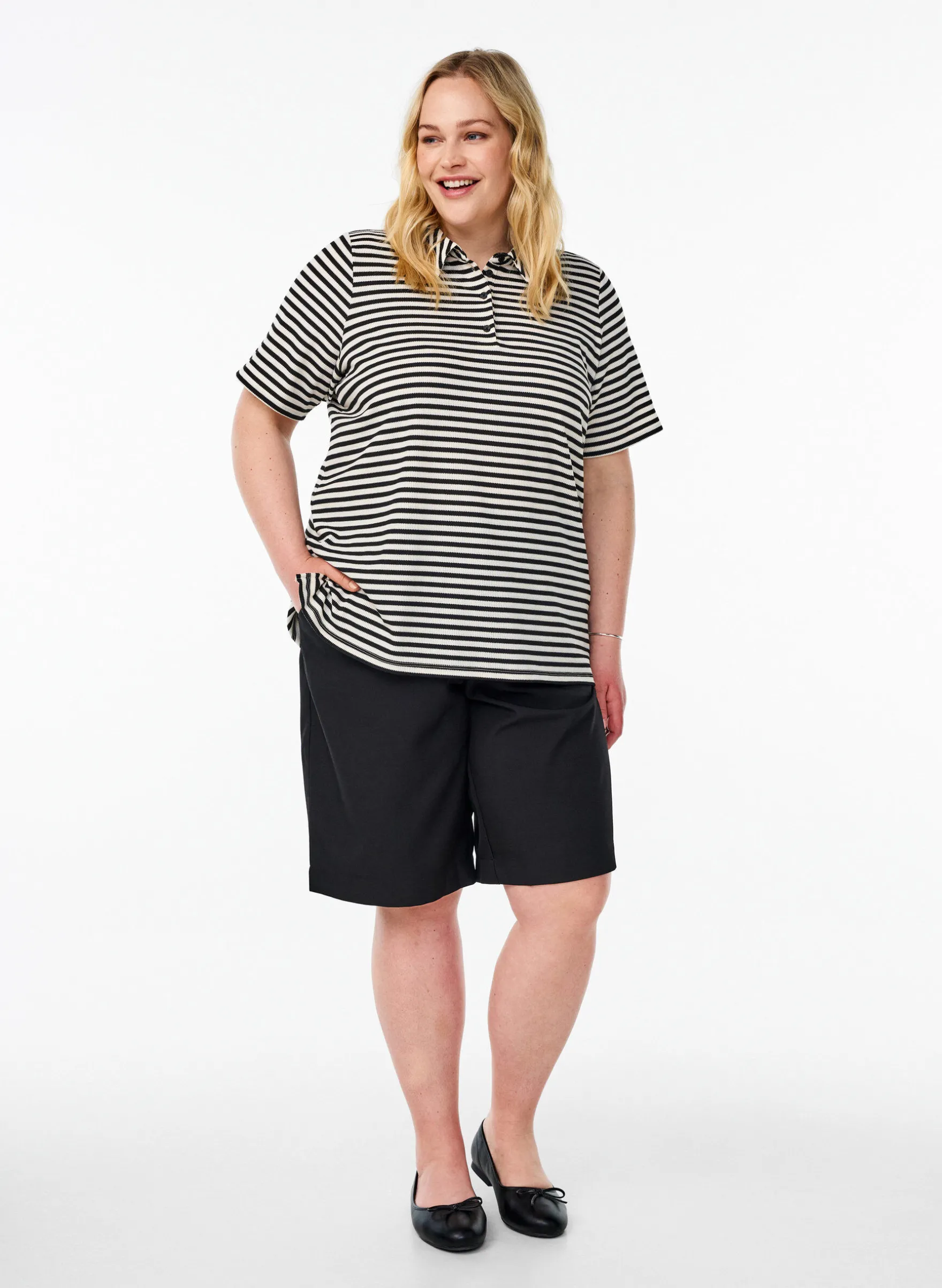 Kurzärmeliges Poloshirt mit Streifen